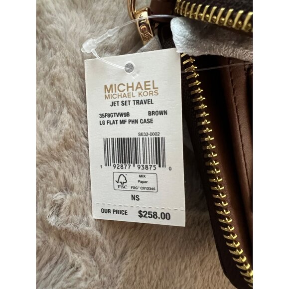 Michael Kors Jet Set Travel Large Brown Flat Phone Case Wallet - Picture 4 of 10